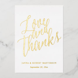 愛と感謝してい金ゴールド書の写真 箔招待状