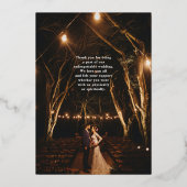 愛と感謝してい金ゴールド書の写真 箔招待状 (裏面)