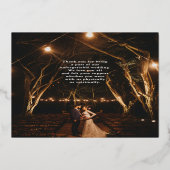 愛と感謝してい金ゴールド書道写真ありがとう 箔招待状 (裏面)