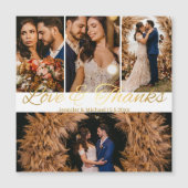 愛と感謝してい金ゴールド4枚の写真コラージュ結婚マグネット (正面)