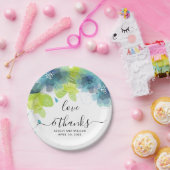 愛と感謝してい青の花、フローラ結婚の ペーパープレート (パーティー)