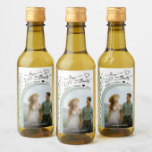 愛と感謝してい青の野の花結婚の写真ミニ ワインラベル (ボトル)