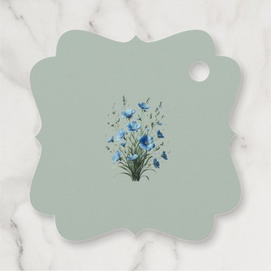 愛と感謝してい青素朴ボホワイルドフラワー結婚ズ フェイバータグ (裏面)