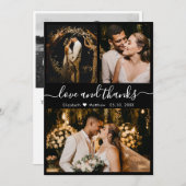 愛と感謝してい黒と白が結婚ありがとう サンキューカード (正面/裏面)