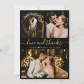 愛と感謝してい黒と金ゴールドの結婚感謝 サンキューカード (正面)