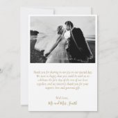 愛と感謝してい黒と金ゴールドの結婚感謝 サンキューカード (裏面)