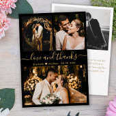 愛と感謝してい黒と金ゴールドの結婚感謝 サンキューカード