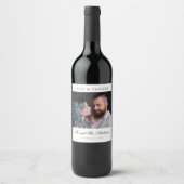 愛と感謝してい黒フォーマルのスクリプトの写真結婚s ワインラベル (正面)