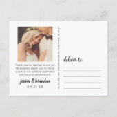 愛と感謝してい黒字素朴の結婚写真 ポストカード (裏面)