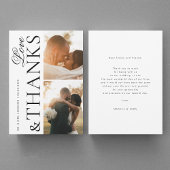 愛と感謝してい2枚の写真エレガモダンントな結婚式 サンキューカード