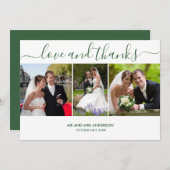 愛と感謝してい3の写真結婚ハンターグリーン サンキューカード (正面/裏面)