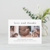 愛と感謝してい3ミニマル写真コラージュ新生児 サンキューカード (スタンド正面)