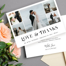 愛と感謝してい5エレガントの写真結婚コラージュ サンキューカード