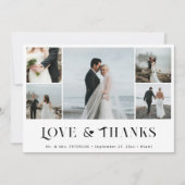 愛と感謝してい5エレガントの写真結婚コラージュ サンキューカード (正面)