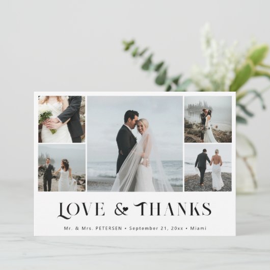 愛と感謝してい5エレガントの写真結婚コラージュ サンキューカード (スタンド正面)