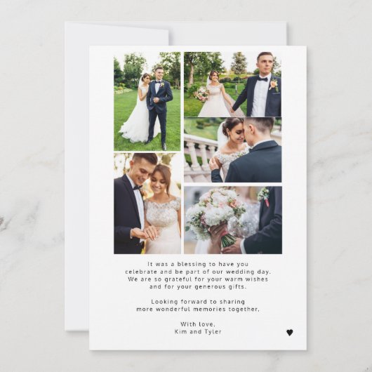 愛と感謝してい6つの写真のコラージュ結婚の感謝していあなた 招待状 (裏面)