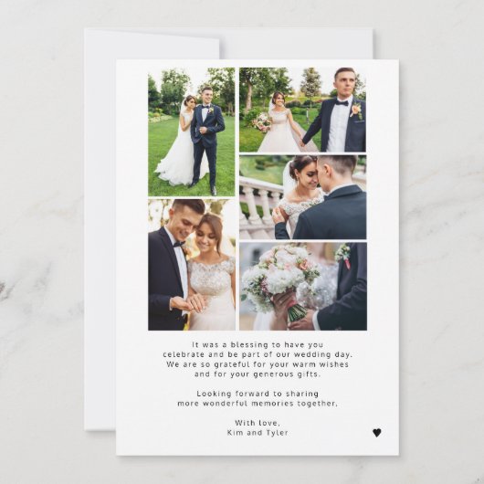 愛と感謝してい6つの写真結婚コラージュ サンキューカード (裏面)