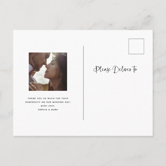 愛と感謝してい |カジュアル写真結婚ありがとう ポストカード (裏面)