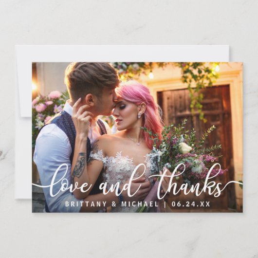 愛と感謝してい |モダンさん結婚の写真 サンキューカード (正面)