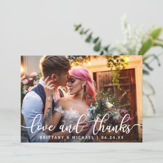 愛と感謝してい |モダンさん結婚の写真 サンキューカード (スタンド正面)
