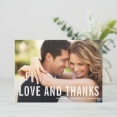 愛と感謝してい |モダンタイポグラフィの結婚写真 サンキューカード (スタンド正面)