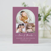 愛と感謝してい | モダン Arch 3写真ベビー サンキューカード (スタンド正面)