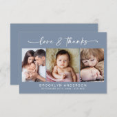 愛と感謝してい |写真モダン3枚の新生児 サンキューカード (正面/裏面)