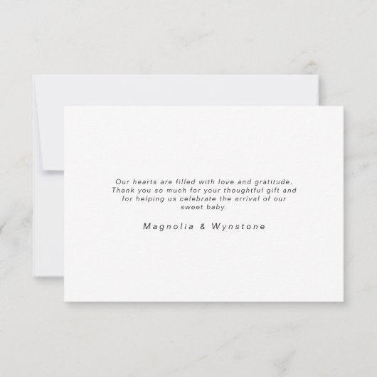 愛と感謝してい |写真モダン3枚の新生児 サンキューカード (裏面)