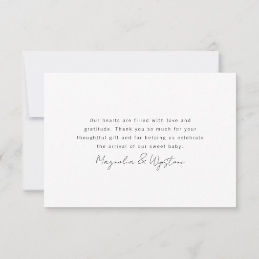 愛と感謝してい |写真3枚の新生児 サンキューカード (裏面)