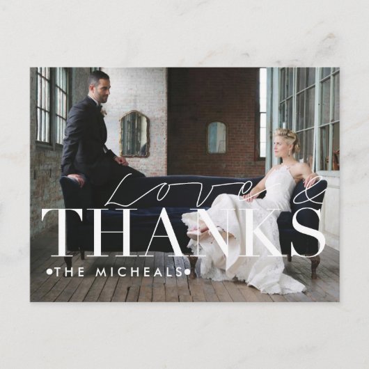 愛と感謝してい |名前をカスタムすると写真ありがとう ポストカード (正面)