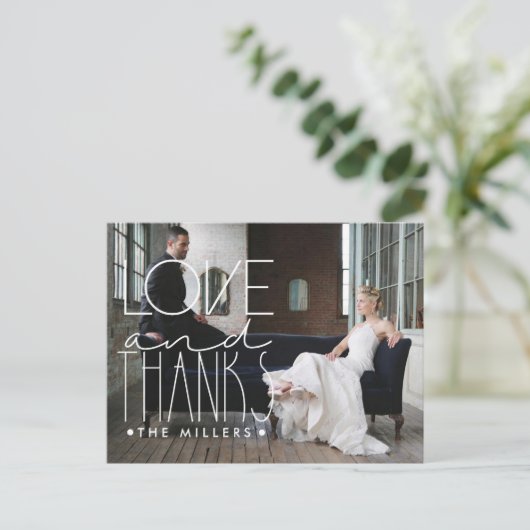 愛と感謝してい |名前をカスタムすると写真ありがとう ポストカード (スタンド正面)