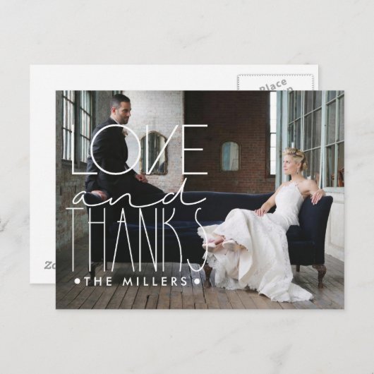 愛と感謝してい |名前をカスタムすると写真ありがとう ポストカード (正面/裏面)
