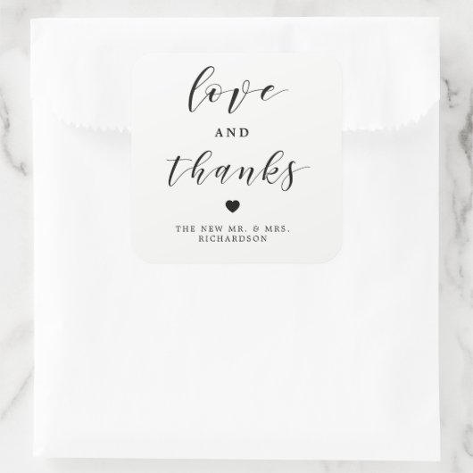 愛と感謝してい |白黒結婚の スクエアシール (バッグ)