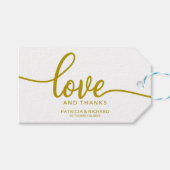 愛と感謝してい-金ゴールド書道結婚式の引き出物 ギフトタグ (正面(横))
