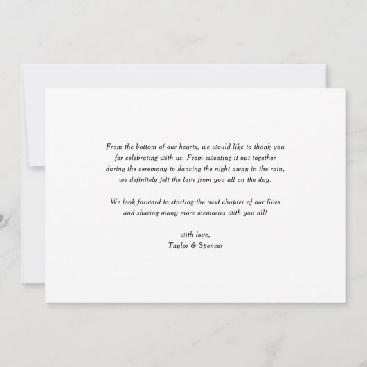 愛と感謝してい |黒い書道写真結婚の写真 サンキューカード (裏面)