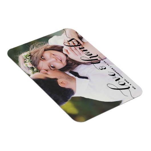 愛と感謝してい |黒い書道写真結婚の写真 マグネット (右側)