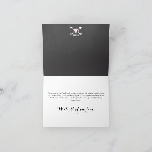 愛と感謝していChalkboard Thank You Noteカード サンキューカード (内部)