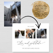 愛と感謝とエレガントな結婚写真 サンキューカード