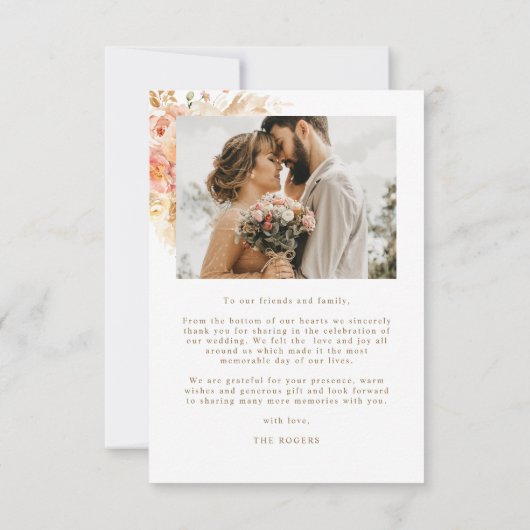 愛と感謝とフォトピーチシック結婚ズ サンキューカード (裏面)