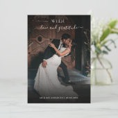 愛と感謝のウェディング ダーク フェイデッド フォト サンキューカード (スタンド正面)