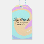 愛と感謝のカラフルな大理石の結婚式の名前 ギフトタグ (裏面)