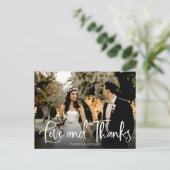 愛と感謝のキュートな結婚式のお礼フォト ポストカード (スタンド正面)