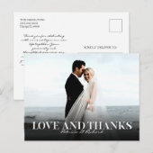 愛と感謝のシンプルな結婚式のお礼フォト ポストカード (正面/裏面)