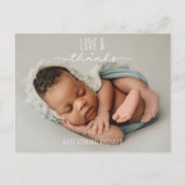 愛と感謝の新生児写真出生発表 ポストカード (正面)