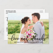 愛と感謝の現代的な結婚式のお礼フォトB ポストカード (正面/裏面)