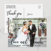 愛と感謝の現代的な結婚式の写真お礼カード ポストカード (正面/裏面)
