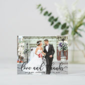 愛と感謝の現代的な結婚式写真お礼SB ポストカード (スタンド正面)