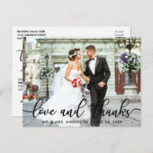 愛と感謝の現代的な結婚式写真お礼SB ポストカード (正面/裏面)