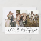 愛と感謝の白いマルチ結婚式フォト サンキューカード (正面)