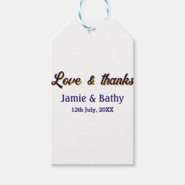 愛と感謝の紫オレンジカップル名と日付 ギフトタグ